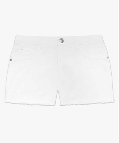 short femme en denim uni colore bord frange blanc shorts8564901_4
