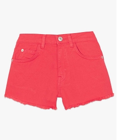 short femme en denim uni colore bord frange rouge shorts8565101_4