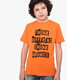 tee-shirt garcon avec large inscription sur lavant orange tee-shirts8580101_1