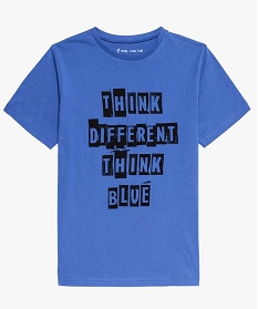 tee-shirt garcon avec large inscription sur lavant bleu tee-shirts8580201_1