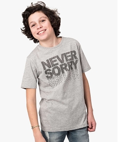 tee-shirt garcon avec inscription never sorry gris tee-shirts8580301_1
