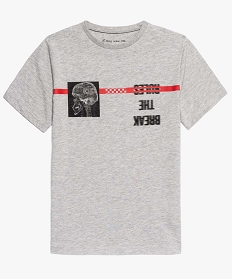 tee-shirt garcon inscriptions et motif bicolore gris tee-shirts8580401_1