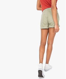 short femme en toile avec broderie en dentelle sur les poches vert shorts8654101_3