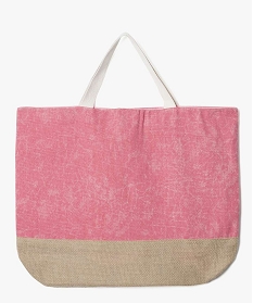 sac cabas pour femme en toile avec inscription en corde rose cabas - grand volume8672501_2