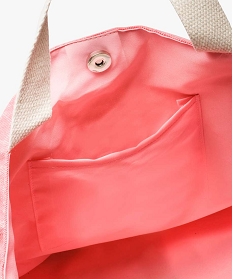 sac cabas pour femme en toile avec inscription en corde rose cabas - grand volume8672501_3