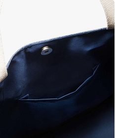 sac cabas femme en toile et jute avec pochette zippee coordonnee bleu cabas - grand volume8672601_3