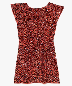 robe fille imprime leopard multicolore a col bardot rouge8679401_2