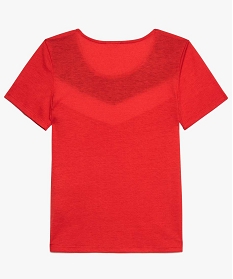 tee-shirt fille avec bandes colorees sur le buste rouge tee-shirts8679901_2