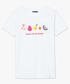 tee-shirt femme avec motif colore sur lavant blanc t-shirts manches courtes8681101_4
