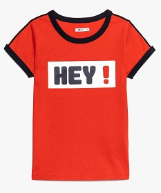 tee-shirt fille avec inscription et finitions biais contrastantes rouge tee-shirts8683301_1