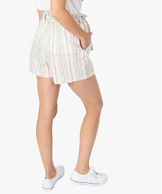 short femme raye taille haute avec ceinture a nouer imprime shorts8687201_3