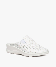 sabots femme confort a talon compense imprimes fleurs blanc standard mules et sabots8697901_2