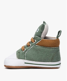 chaussons de naissance bebe garcon avec languette ourson vert chaussures de naissance8710501_3