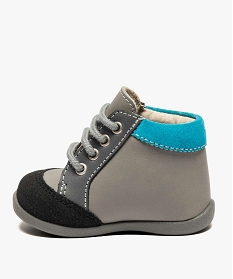 chaussures premiers pas garcon avec bout renforce gris bebe G MO