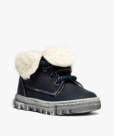boots bebe garcon a lacets et zip avec doublure chaude debordante bleu bottes et chaussures montantes8713301_2