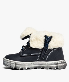 boots bebe garcon a lacets et zip avec doublure chaude debordante bleu bottes et chaussures montantes8713301_3