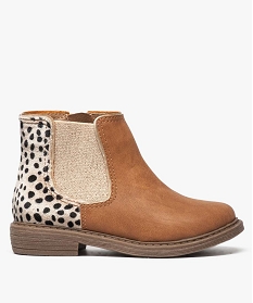 bottines fille chelsea boots avec velours imitation leopard orange8718401_1