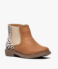 bottines fille chelsea boots avec velours imitation leopard orange bottes et boots8718401_2