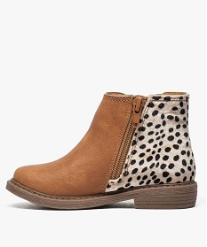 bottines fille chelsea boots avec velours imitation leopard orange8718401_3