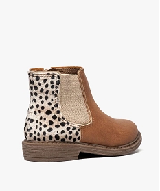 bottines fille chelsea boots avec velours imitation leopard orange bottes et boots8718401_4