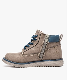 boots garcon bicolores avec double fermeture lacets et zip gris boots et bottillons8719701_3
