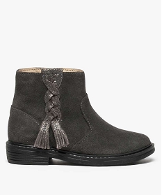 bottines fille zippees avec dessus suedine et detail paillete gris bottes et boots8720201_1