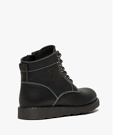 boots garcon zippees dessus cuir uni avec lacets bicolores noir boots et bottillons8723801_4