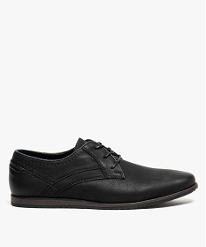 GEMO Derbies homme unis avec surpiqûres contrastées noir vif