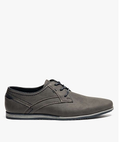 GEMO Derbies homme unis avec surpiqûres contrastées gris standard