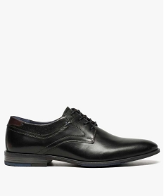 GEMO Derbies homme dessus et intérieur cuir avec col perforé noir vif