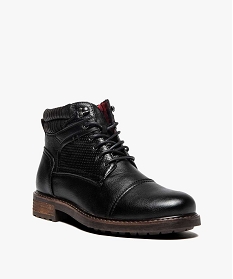 boots homme a lacets avec col rembourre et doublure tissu noir bottes et boots8738001_2