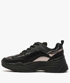 dad shoes* femme a lacets unies avec empiecements multi-matieres noir baskets et tennis8743801_3