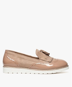 GEMO Mocassins femme à semelle compensée bout fleuri et verni Rose