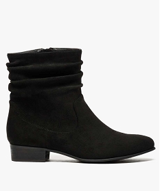 boots femme en suedine effet plisse noir bottines et boots8755101_1
