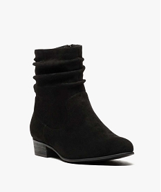 boots femme en suedine effet plisse noir bottines et boots8755101_2