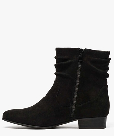 boots femme en suedine effet plisse noir bottines et boots8755101_3