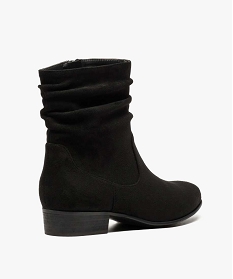 boots femme en suedine effet plisse noir bottines et boots8755101_4
