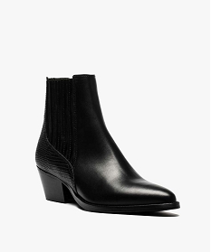 boots femme dessus cuir avec bout pointu noir bottines et boots8761501_2
