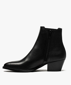 boots femme dessus cuir avec bout pointu noir bottines et boots8761501_3
