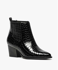 chelseas boots femme aspect croco avec bout pointu noir8762901_2