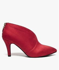 low-boots femme a talon en suedine avec zip sur le contrefort rouge bottines et boots8768101_1