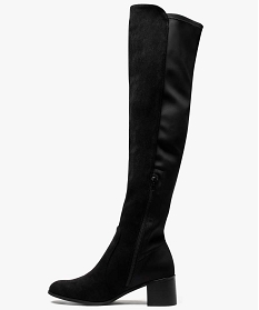 bottes cuissardes femme bi-matieres avec petit talon noir bottes8772101_3