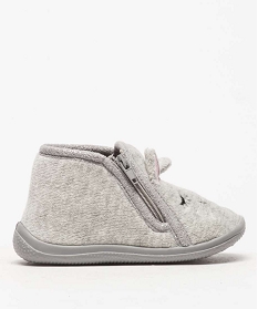 chaussons bebe fille motif chat brode avec petites oreilles gris8773301_1