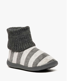 chaussons bebe a rayures avec tige facon chaussettes gris8773601_2