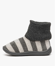 chaussons bebe a rayures avec tige facon chaussettes gris chaussons8773601_3