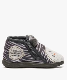 chaussons bebe garcon en velours avec motif tigre gris8773701_1