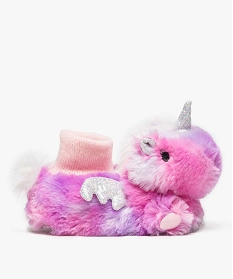 chaussons fille semi montants style peluche licorne rose chaussons8776301_1