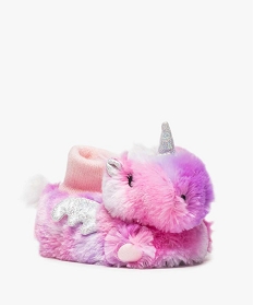 chaussons fille semi montants style peluche licorne rose chaussons8776301_2