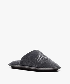 chaussons garcon mules en velours avec motif montagne gris garcon