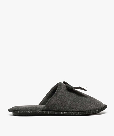 GEMO Chaussons femme forme mules en velours ras et nœud pailleté Gris